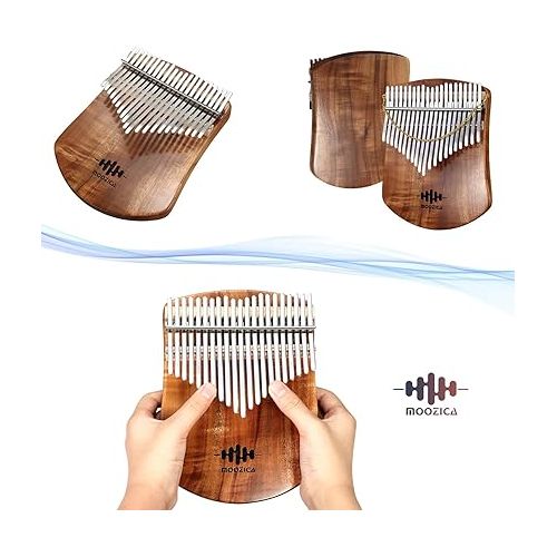  MOOZICA 21 Keys Solid Koa Kalimba Thumb Piano, Single Solid Wood Flat-board Professional Kalimba Marimba with Learning Instruction and High Performance Carrying Case (Acacia Koa, 21-Key)