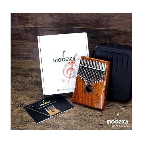  Moozica 17 Keys Kalimba Marimba, Solid Koa Wood Professional Thumb Piano Musical Instrument Gift (Koa-K17K)