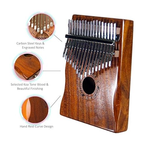  Moozica 17 Keys Kalimba Marimba, Solid Koa Wood Professional Thumb Piano Musical Instrument Gift (Koa-K17K)