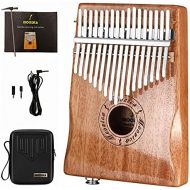 Moozica 17-Key EQ Kalimba, Electric Finger Thumb Piano Built-in Pickup With 6.35mm Audio Interface and Professional Kalimba Case (Koa-EQ(Piano Lacquer))