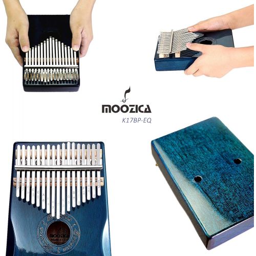  Moozica 17-Key EQ Kalimba, Electric Finger Thumb Piano Built-in Pickup With 6.35mm Audio Interface and Professional Kalimba Case (Mahogany-EQ)