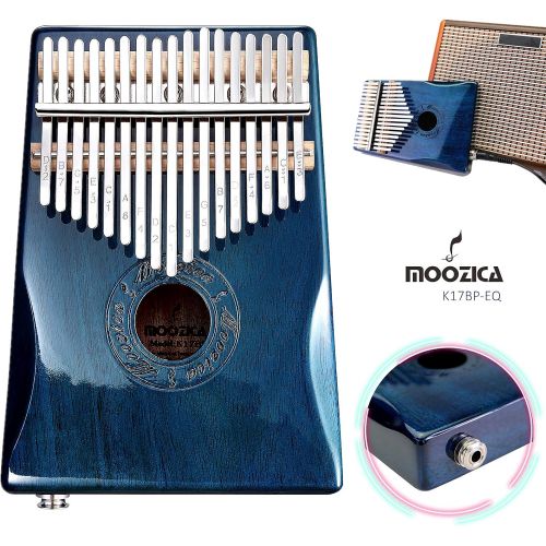  Moozica 17-Key EQ Kalimba, Electric Finger Thumb Piano Built-in Pickup With 6.35mm Audio Interface and Professional Kalimba Case (Mahogany-EQ)