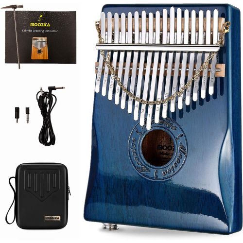  Moozica 17-Key EQ Kalimba, Electric Finger Thumb Piano Built-in Pickup With 6.35mm Audio Interface and Professional Kalimba Case (Mahogany-EQ)