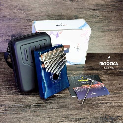  Moozica 17-Key EQ Kalimba, Electric Finger Thumb Piano Built-in Pickup With 6.35mm Audio Interface and Professional Kalimba Case (Mahogany-EQ)