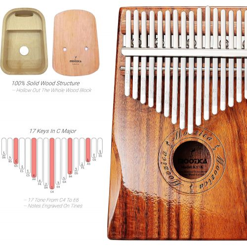  Moozica 17 Keys Kalimba Marimba, Professional Thumb Piano Sanza Mbira Musical Instrument Gift (Mahogany-K17M)