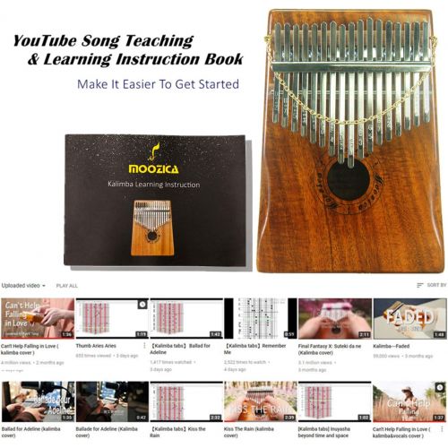  Moozica 17 Keys Kalimba Marimba, Solid Koa Wood Professional Thumb Piano Musical Instrument Gift (Koa-K17K)