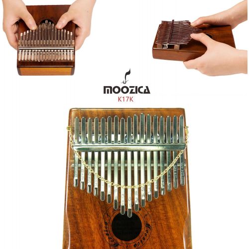  Moozica 17 Keys Kalimba Marimba, Solid Koa Wood Professional Thumb Piano Musical Instrument Gift (Koa-K17K)