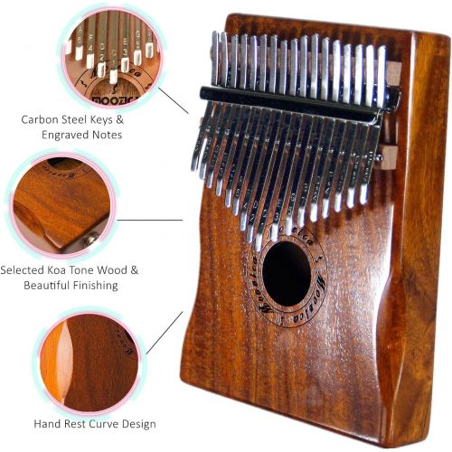  Moozica 17 Keys Kalimba Marimba, Solid Koa Wood Professional Thumb Piano Musical Instrument Gift (Koa-K17K)