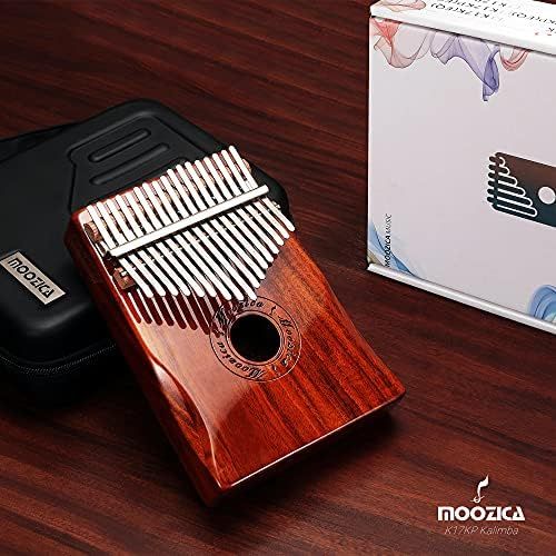  Moozica 17 Keys Kalimba Marimba, Solid Mahogany Wood Professional Thumb Piano Musical Instrument Gift (Mahogany-K17MB)