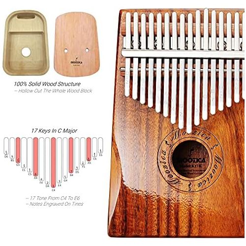  Moozica 17 Keys Kalimba Marimba, Solid Mahogany Wood Professional Thumb Piano Musical Instrument Gift (Mahogany-K17MB)