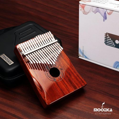  Moozica 17 Keys Kalimba Marimba, Solid Mahogany Wood Professional Thumb Piano Musical Instrument Gift (Mahogany-K17MB)