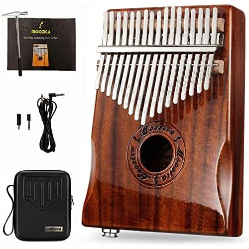  [아마존베스트]Moozica 17-Key EQ Kalimba, Electric Finger Thumb Piano Built-in Pickup With 6.35mm Audio Interface and Professional Kalimba Case (Koa-EQ)