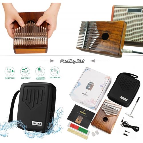  [아마존베스트]Moozica 17-Key EQ Kalimba, Electric Finger Thumb Piano Built-in Pickup With 6.35mm Audio Interface and Professional Kalimba Case (Koa-EQ)