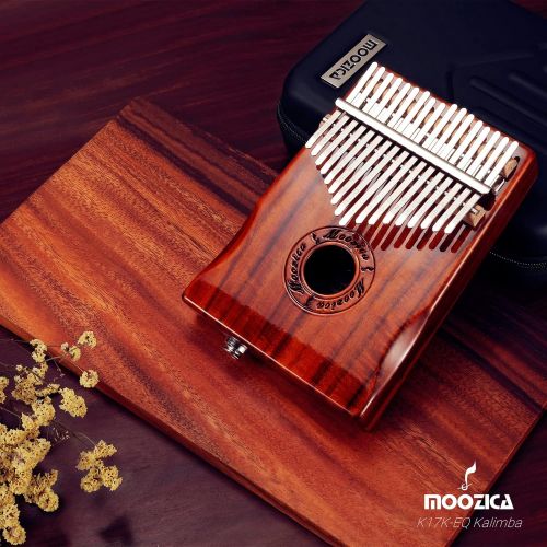  [아마존베스트]Moozica 17-Key EQ Kalimba, Electric Finger Thumb Piano Built-in Pickup With 6.35mm Audio Interface and Professional Kalimba Case (Koa-EQ)