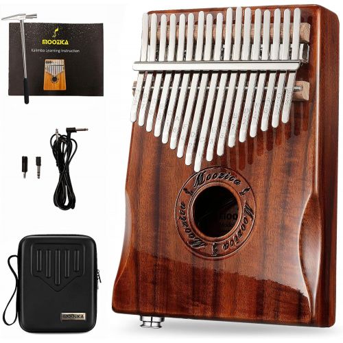  [아마존베스트]Moozica 17-Key EQ Kalimba, Electric Finger Thumb Piano Built-in Pickup With 6.35mm Audio Interface and Professional Kalimba Case (Koa-EQ)