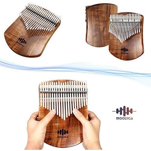  [아마존베스트]MOOZICA 21 Keys Solid Koa Kalimba, Single Solid Wood Board Professional Kalimba Thumb Piano Marimba with Learning Instruction and High Performance Carrying Case (Acacia Koa, 21-Key