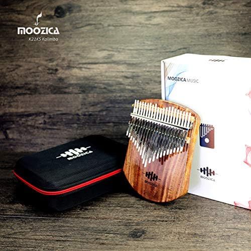  [아마존베스트]MOOZICA 21 Keys Solid Koa Kalimba, Single Solid Wood Board Professional Kalimba Thumb Piano Marimba with Learning Instruction and High Performance Carrying Case (Acacia Koa, 21-Key