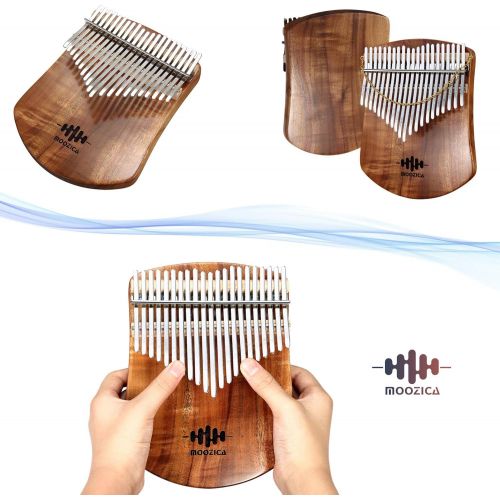  [아마존베스트]MOOZICA 21 Keys Solid Koa Kalimba, Single Solid Wood Board Professional Kalimba Thumb Piano Marimba with Learning Instruction and High Performance Carrying Case (Acacia Koa, 21-Key