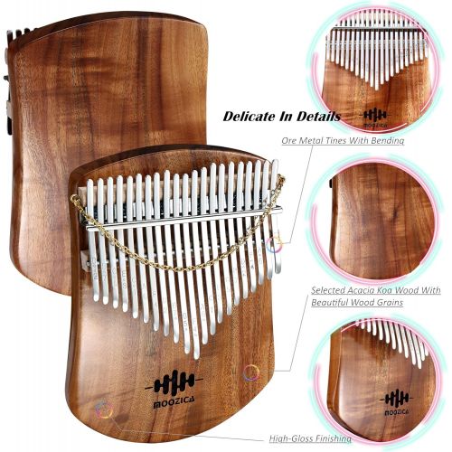  [아마존베스트]MOOZICA 21 Keys Solid Koa Kalimba, Single Solid Wood Board Professional Kalimba Thumb Piano Marimba with Learning Instruction and High Performance Carrying Case (Acacia Koa, 21-Key