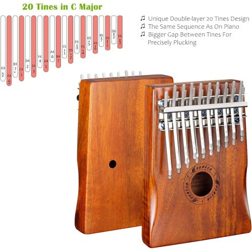  [아마존베스트]MOOZICA Kalimba Solid Koa Wood 20 Keys Professional Kalimba, Double-layer 20-key Thumb Piano With Kalimba Hardcase and Learning Instruction (K20K)