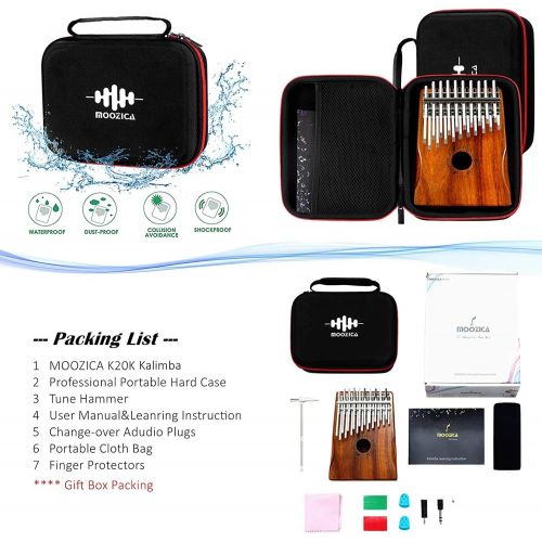  [아마존베스트]MOOZICA Kalimba Solid Koa Wood 20 Keys Professional Kalimba, Double-layer 20-key Thumb Piano With Kalimba Hardcase and Learning Instruction (K20K)