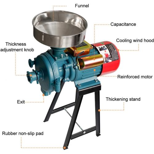  [아마존베스트]MOPHOTO Electric Grain Grinder Mill, Corn Grinder Mill Electric, Dry Cereals Rice Coffee Wheat Corn Mills with Funnel, 3000 W grain grinder mill powder machine 110 V