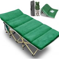 [아마존베스트]MOPHOTO Folding Cot Bed Camping Cot Supports 880lbs Tent Cot with Mattress Pad Double Layer 1200D Cloth Heavy Duty Extra Wide for Indoor Office Outdoor Hunting
