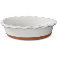 Mora Ceramic Deep Fluted Pie Dish for Baking - 9 inch Porcelain Pie Plate for Apple, Quiche, Pot Pies, Tart, etc. - Modern Farmhouse Style - Vanilla White