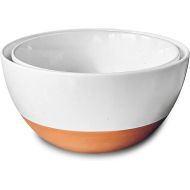 Mora Ceramic Large Mixing Bowls - Set of 2 Nesting Bowls for Cooking, Serving, Popcorn, Salad etc - Microwavable Kitchen Stoneware, Oven, Microwave and Dishwasher Safe - Extra Big 2.5 & 1.6 Qt - White