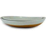 Mora Ceramic Large Serving Bowls- Set of 2 Oval Platters for Entertaining. Modern Kitchen Dishes for Dinner, Fruit, Salad, Turkey, etc. Oven, Dishwasher Safe, 55/35 oz, 13.5