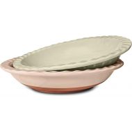 Mora Ceramics Classic 9 Inch Round Pie Pans Set of 2 - Dishwasher and Oven Safe, Shallow Pans for Baking Apple/Pumpkin Pies, Quiche, Rolls, etc.