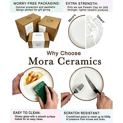  [아마존베스트]MORA CERAMICS HIT PAUSE Mora Ceramic Bowls For Kitchen, 28oz - Bowl Set of 4 - For Cereal, Salad, Pasta, Soup, Dessert, Serving etc - Dishwasher, Microwave, and Oven Safe - For Breakfast, Lunch and Dinner