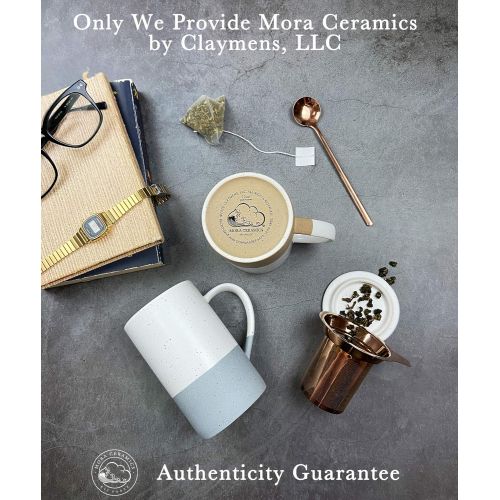  [아마존베스트]MORA CERAMICS HIT PAUSE Mora Ceramics Tea Cup with Loose Leaf Infuser, Spoon and Lid, 12 oz, Microwave and Dishwasher Safe Coffee Mug - Rustic Matte Ceramic Glaze, Modern Herbal Tea Strainer - Great Gift