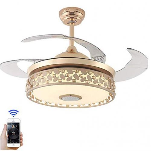  MORE CHANGE MoreChange 42-Inch LED Indoor Ceiling Fan Bluetooth Music Colorful Chandelier Invisible Blades Light for Bedroom, Living Room, Dining Room