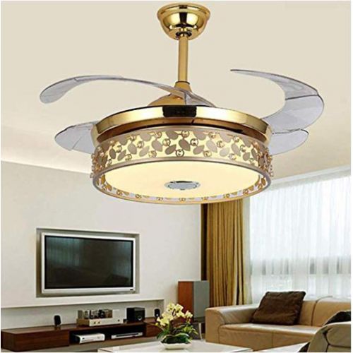  MORE CHANGE MoreChange 42-Inch LED Indoor Ceiling Fan Bluetooth Music Colorful Chandelier Invisible Blades Light for Bedroom, Living Room, Dining Room