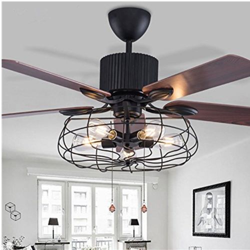  MORE CHANGE MoreChange 52 Inch Vintage Ceiling Fan with 5 Lights Reversible Blades Silent Motor for Dining Room Living Room Bedroom Restaurant