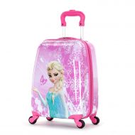 MOREFUN Frozen 18 Inch Luggage Hard Side Spinner Suitcase Carry on Luggage Rolling Pink 01