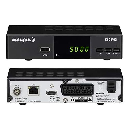  Morgan`s K50 FHD Digital Full HD Cable Receiver USB Recording Function & Timeshift, Analogue to Digital Switching (HDTV, DVB C / C2, HDMI, Scart, Media Player, USB, 1080p), [Auto