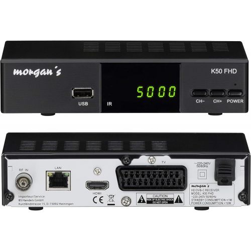  Morgan`s K50 FHD Digital Full HD Cable Receiver USB Recording Function & Timeshift, Analogue to Digital Switching (HDTV, DVB C / C2, HDMI, Scart, Media Player, USB, 1080p), [Auto