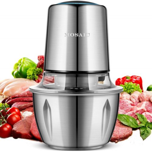  [아마존베스트]Electric Food Processor, MOSAIC 400W Mini Food Chopper Blender with Titanium Coating Blades and 5-Cup Stainless Steel Bowl, Meat Grinder Mincer for Fruit Vegetable Cheese Nuts - Up