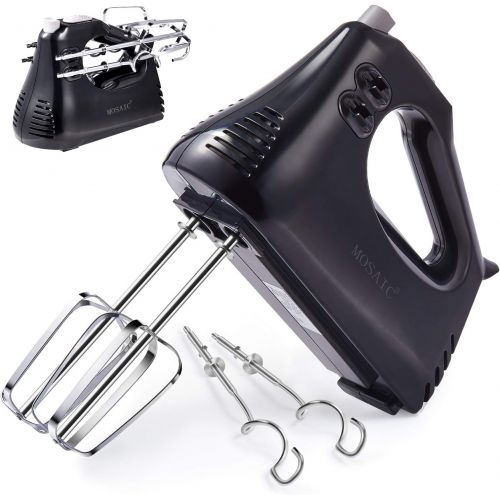  [아마존베스트]Hand Mixer, MOSAIC 3 Speed Electric Hand-held Mixer with Turbo, Cord & Attachments Storage Function 4 Accessories and Easy Eject for Whipping Mixing Cookies, Brownies, Cakes, Dough