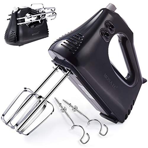  [아마존베스트]Hand Mixer, MOSAIC 3 Speed Electric Hand-held Mixer with Turbo, Cord & Attachments Storage Function 4 Accessories and Easy Eject for Whipping Mixing Cookies, Brownies, Cakes, Dough