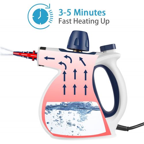  [아마존베스트]MOSCHE Handheld Pressurized Steam Cleaner with 9-Piece Accessory Set - Multi-Purpose and Multi-Surface All Natural, Chemical-Free Steam Cleaning for Home, Auto, Patio, More