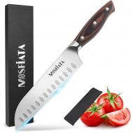 MOSFiATA Santoku Knife 7 Inch Kitchen Cooking Knife, 5Cr15Mov High Carbon Stainless Steel Japanese Chef Knife with Ergonomic Pakkawood Handle, Full Tang Vegetable Meat Cutting Knif