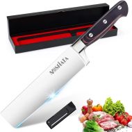 MOSFiATA Nakiri Knife 7 Inch Vegetable Cleaver Knife, 5Cr15Mov High Carbon Stainless Steel Kitchen Cooking Knife with Ergonomic Pakkawood Handle, Full Tang Meat Cutting Knife with
