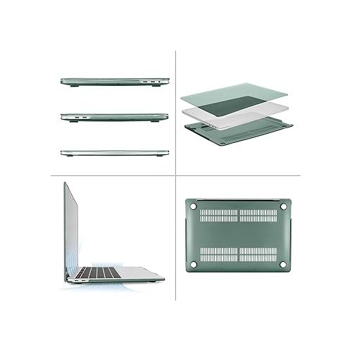  MOSISO Compatible with MacBook Pro 13 inch Case M2 2024, 2023, 2022-2016 A2338 M1 A2251 A2289 A2159 A1989 A1708 A1706, Plastic Hard Shell&Keyboard Cover&Screen Protector&Storage Bag, Midnight Green