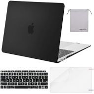 MOSISO Compatible with MacBook Air 13 inch Case 2022, 2021-2018 Release A2337 M1 A2179 A1932 Retina Display Touch ID, Plastic Hard Shell&Keyboard Cover&Screen Protector&Storage Bag, Black