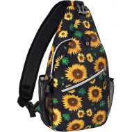 MOSISO Sling Backpack,Travel Hiking Daypack Sunflower Rope Crossbody Shoulder Bag