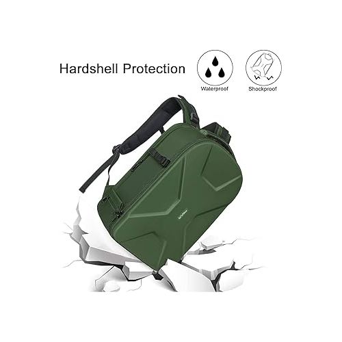  MOSISO Camera Backpack, DSLR/SLR/Mirrorless Photography Camera Bag 15-16 inch Waterproof Hardshell Case with Tripod Holder&Laptop Compartment Compatible with Canon/Nikon/Sony, Army Green