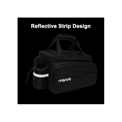  MOSISO Bike Rack Bag Trunk Cooler Bag, Bicycle Insulated Rear Seat Bag 2 Side EVA Pockets with Foldable Bike Panniers, 8L Cycling Bike Backseat Storage Cargo Luggage Bag with Shoulder Strap, Black